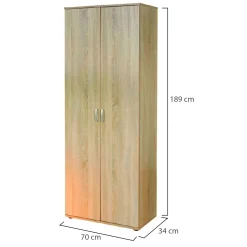 Armadio Multiuso 2 Ante Beige 5 Ripiani Apertura Battente 70x189h cm, 2 Ante - Pazzano