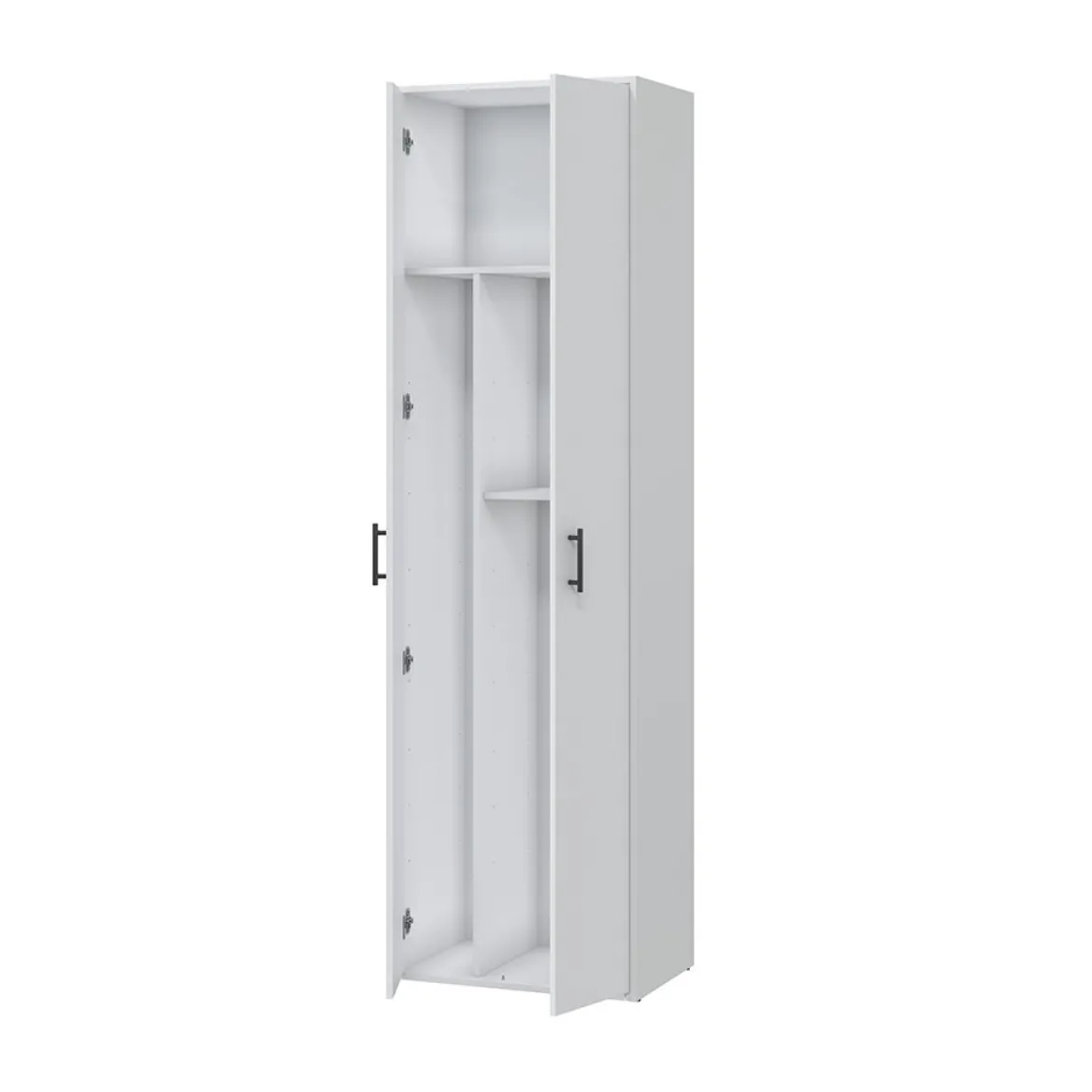 Armadio Multiuso 2 Ante Bianco 2 Ripiani Apertura Battente 60x206h cm, 2 Ante - Strevi