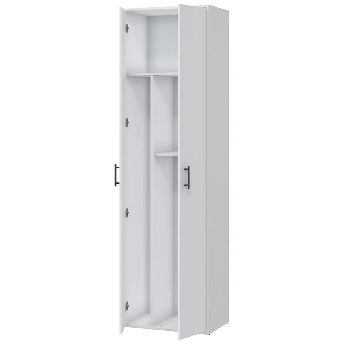 Armadio Multiuso 2 Ante Bianco 2 Ripiani Apertura Battente 60x206h cm, 2 Ante - Strevi
