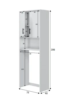 Armadio Multiuso 2 Ante Bianco 3 Ripiani Apertura Battente 73x206h cm, 2 Ante - Delebio