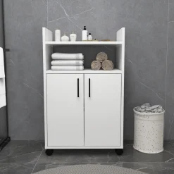 Armadio Multiuso 2 Ante Bianco 4 Ripiani 2 Ante 60x97h cm, 3 Vani - Marzi