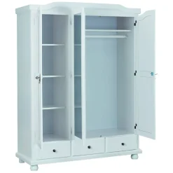 Armadio Multiuso 2 Ante Bianco 4 Ripiani 3 Cassetti 150x200h cm, Apertura Battente - Somma
