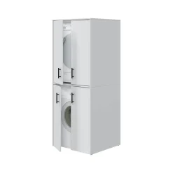 Armadio Multiuso 2 Ante Bianco Lucido 4 Ripiani Cassetti 78x115.5h cm, 5 Vani - Montale