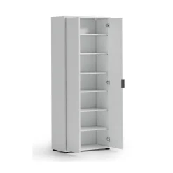 Armadio Multiuso 2 Ante Bianco Lucido Cassetti 6 Ripiani 72.5x180h cm, 2 Ante - Angitola