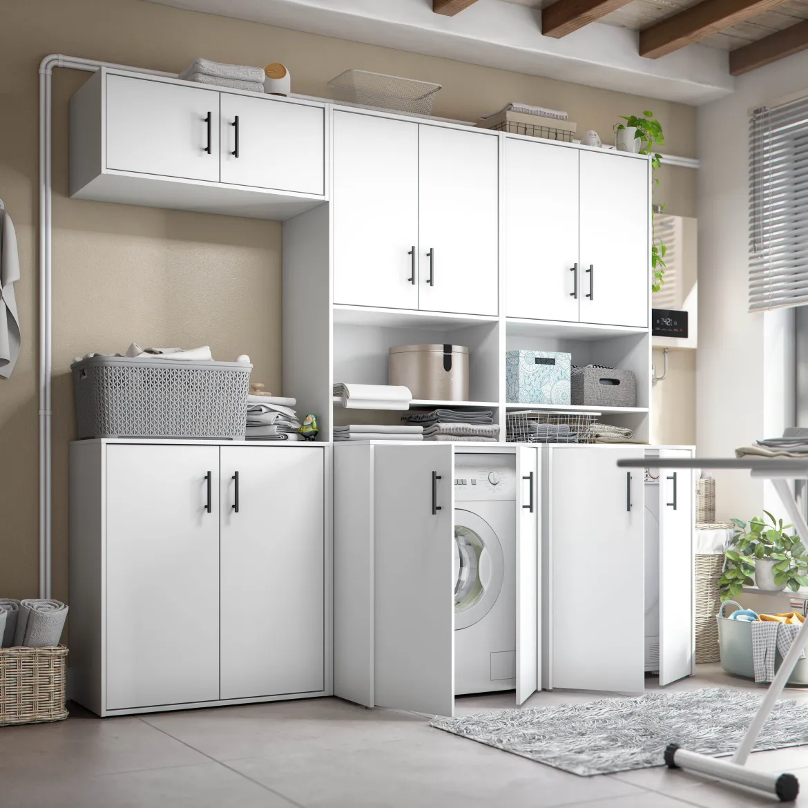 Armadio Multiuso 2 Ante Bianco un Ripiano Apertura Battente 80x88h cm, 2 Ante - Senorbi