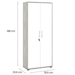 Armadio multiuso 2 ante Dpazzin, 79x34h188 cm, Bianco e Cemento