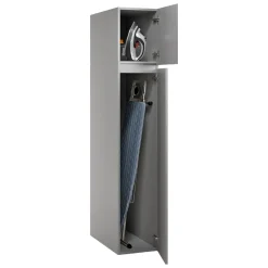Armadio Multiuso 2 Ante Grigio Cemento 10 Ripiani Apertura Maniglia 63x212h cm, 2 Ante - Ruggiero