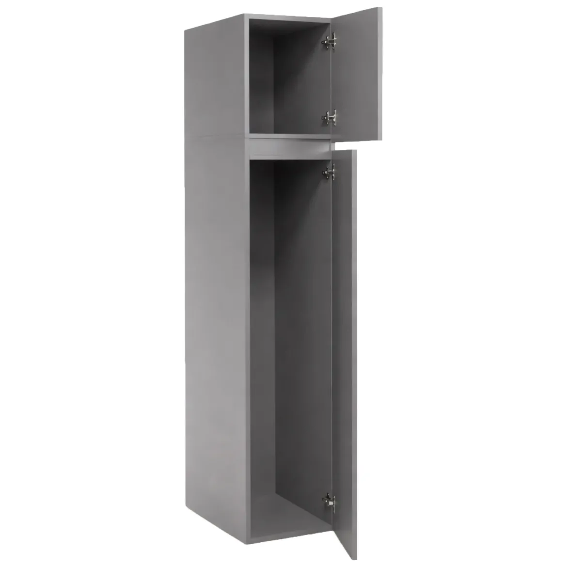 Armadio Multiuso 2 Ante Grigio Cemento 10 Ripiani Apertura Maniglia 63x212h cm, 2 Ante - Ruggiero