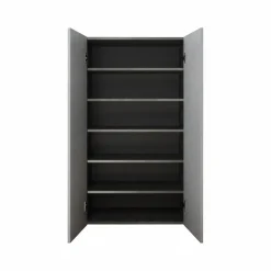 Armadio Multiuso 2 Ante Grigio Cemento 5 Ripiani Apertura Manuale 63x114h cm, 2 Ante - Floro