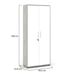 Armadio Multiuso 2 Ante Grigio Cemento Bianco Cassetti 4 Ripiani 79x188h cm, 2 Ante - Saponara