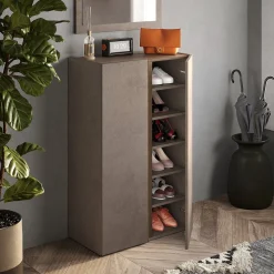 Armadio Multiuso 2 Ante Marrone Bronzo 5 Ripiani Apertura Manuale 70x111h cm, 2 Ante - Predore