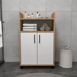Armadio Multiuso 2 Ante Marrone Rovere 4 Ripiani 2 Ante 60x97h cm, 3 Vani - Marzi