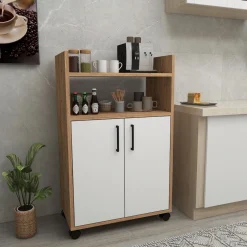 Armadio Multiuso 2 Ante Marrone Rovere 4 Ripiani 6 Vani 104x180h cm, 2 Ante - Pezzana