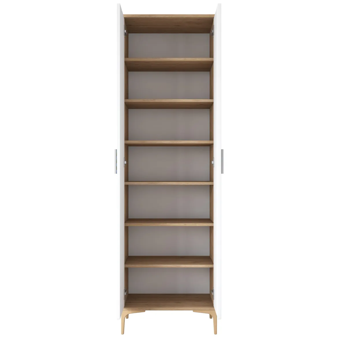 Armadio Multiuso 2 Ante Marrone Rovere 7 Ripiani 2 Ante 60x199h cm, 7 Vani - Garbagna