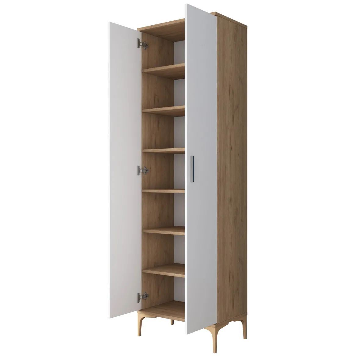 Armadio Multiuso 2 Ante Marrone Rovere 7 Ripiani 2 Ante 60x199h cm, 7 Vani - Garbagna