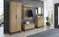Armadio Multiuso 2 Ante Marrone Rovere Nodi 5 Ripiani 2 Ante 68x197h cm, 6 Vani - Casazza