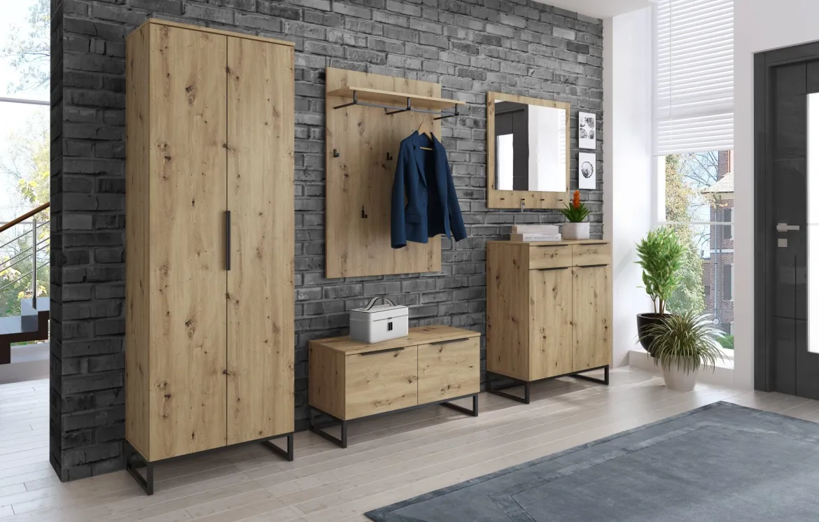 Armadio Multiuso 2 Ante Marrone Rovere Nodi 5 Ripiani 2 Ante 68x197h cm, 6 Vani - Casazza