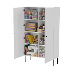 Armadio multiuso 2 ante Sedilo, 100x39 h166 cm, Bianco