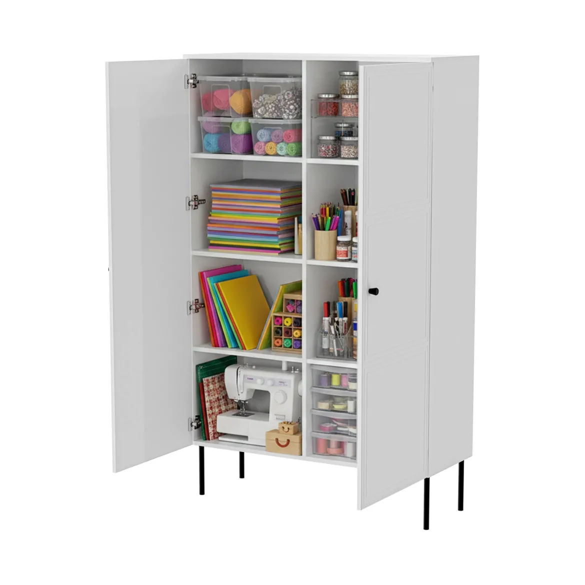 Armadio multiuso 2 ante Sedilo, 100x39 h166 cm, Bianco