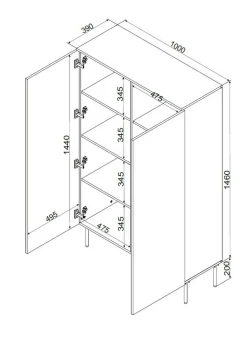 Armadio multiuso 2 ante Sedilo, 100x39 h166 cm, Bianco