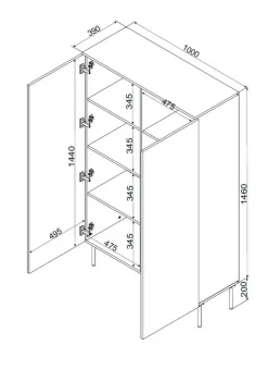Armadio multiuso 2 ante Sedilo, 100x39 h166 cm, Nero