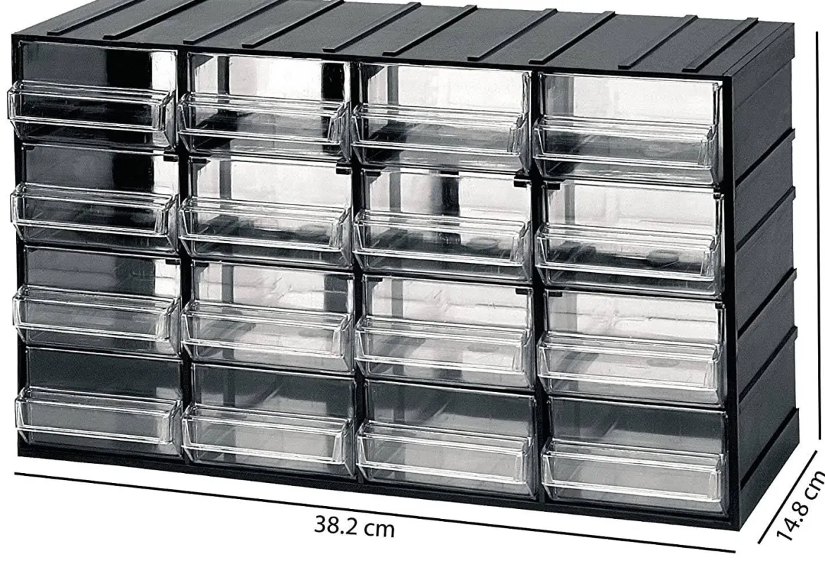 Armadio multiuso Darrigon, Antracite, 16 cassetti