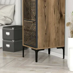 Armadio noce e antracite 1 anta 47x201h cm - Giusta