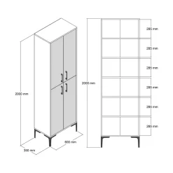 Armadio noce e bianco salvaspazio 60x200h cm - Amata