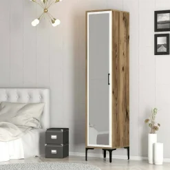 Armadio noce e bianco slim 40x201h cm - Asfodelo