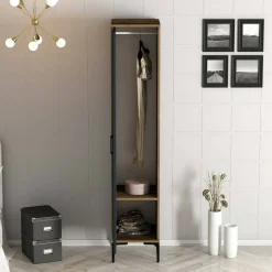 Armadio noce e nero slim 40x201h cm - Asfodelo