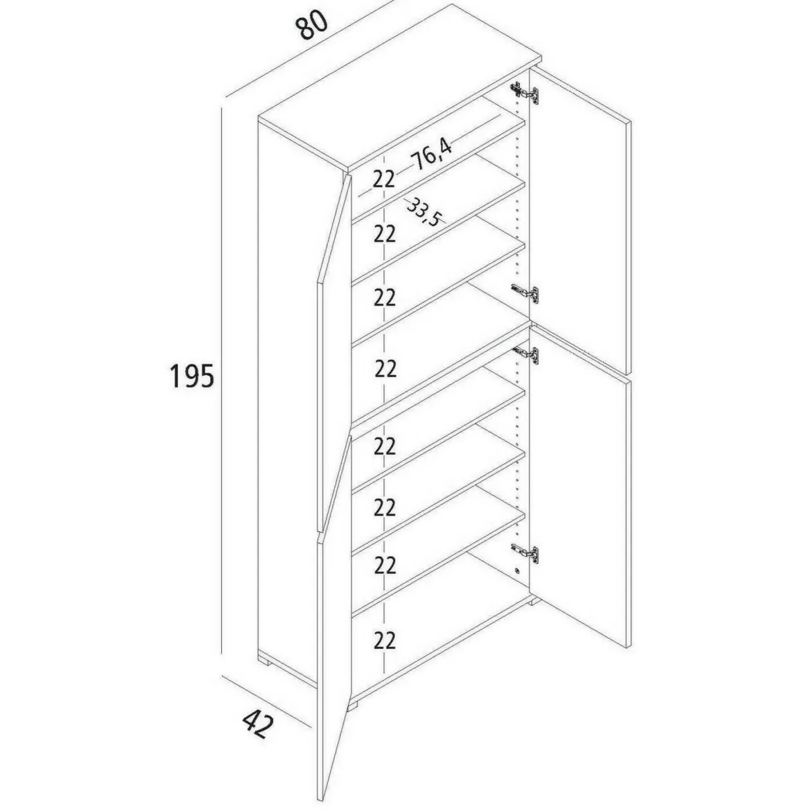 Armadio olmo 4 ante 80x195h cm - Arro