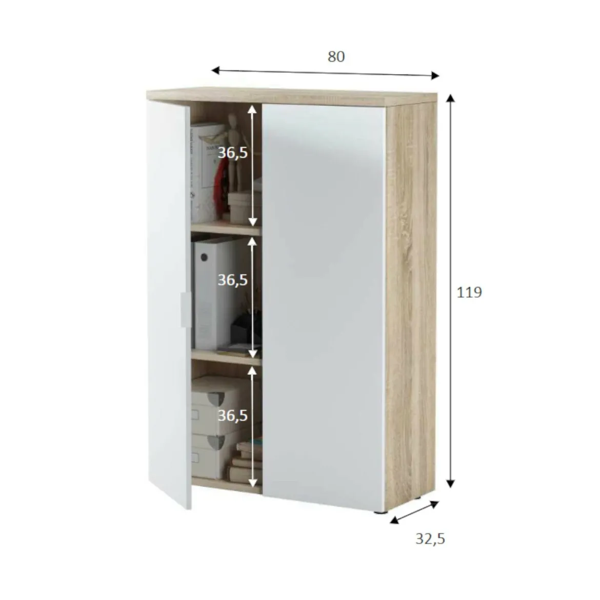Armadio rovere e bianco salvaspazio 80x119h cm - Dionisio