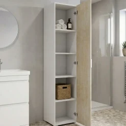Armadio rovere e bianco stretto 45x195h cm - Aloise