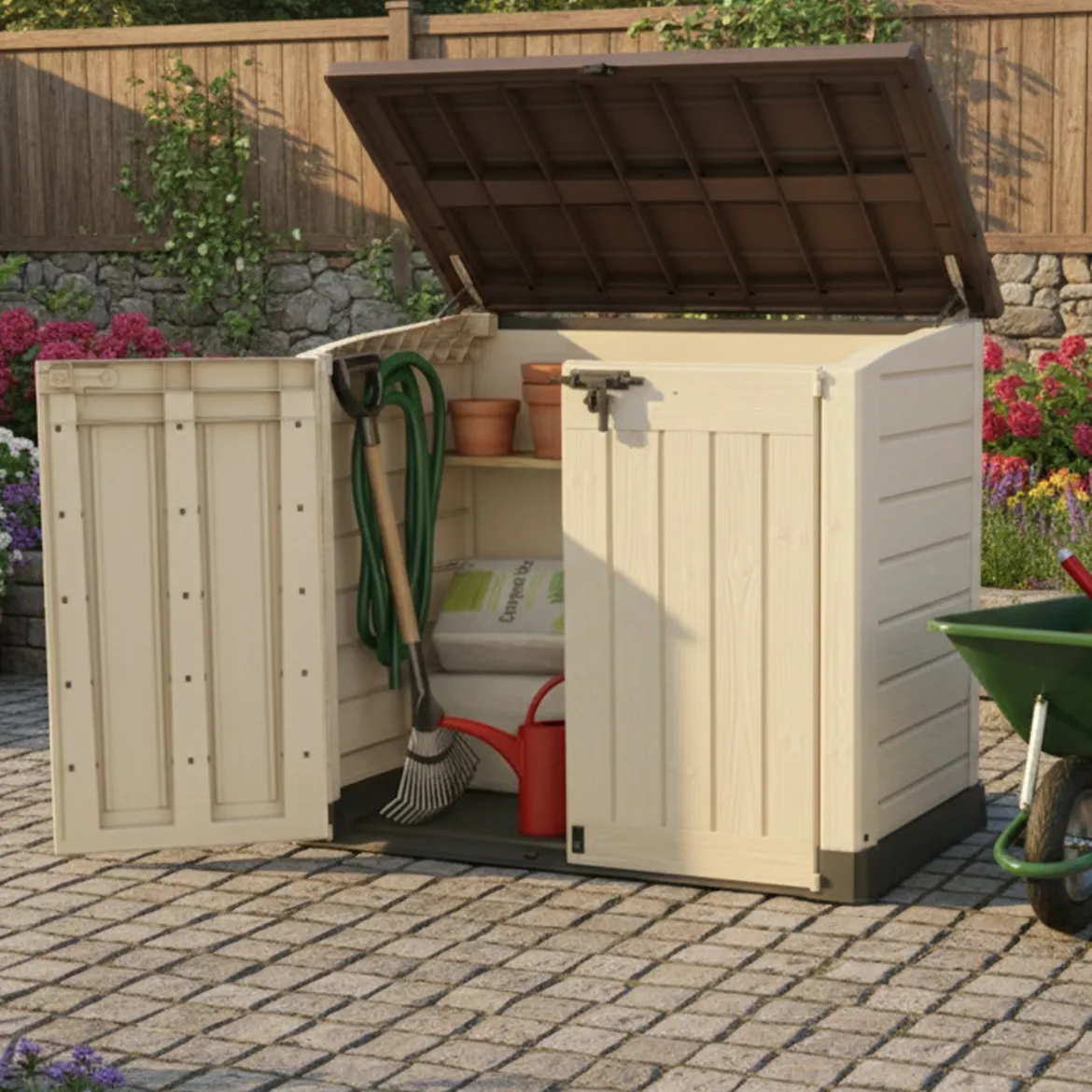 Armadio terrazzo 2 ante beige 145x125h cm - Hinton
