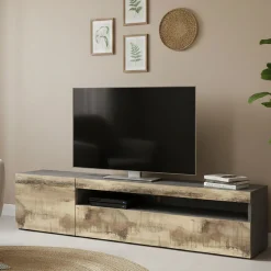 Base TV acero e ardesia 150x40x37h cm - Aquilo