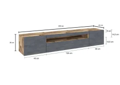 Base TV acero e ardesia 200x40x37h cm 3 ante in legno - Artropodi