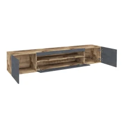 Base TV acero e ardesia 200x40x37h cm 3 ante in legno - Artropodi