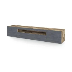 Base TV acero e ardesia 200x40x37h cm 3 ante in legno - Artropodi