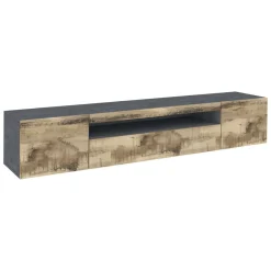 Base TV acero e ardesia 200x40x37h cm 3 ante in legno - Artropodi