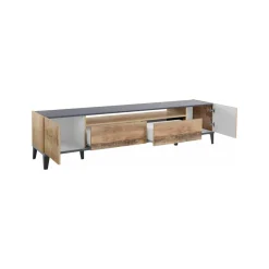 Base TV acero e ardesia 200x43x46h cm 2 ante e 2 cassetti - Arghi
