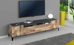 Base TV acero e ardesia 200x43x46h cm 2 ante e 2 cassetti - Arghi