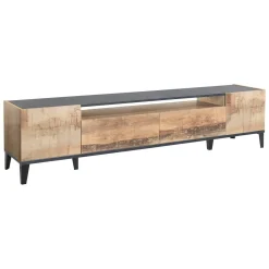 Base TV acero e ardesia 200x43x46h cm 2 ante e 2 cassetti - Arghi