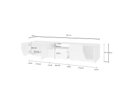 Base TV acero e ardesia 220x43x46h cm 4 ante e 1 cassetto - Animai