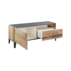 Base TV acero e ardesia 120x40x47h cm in legno - Atris