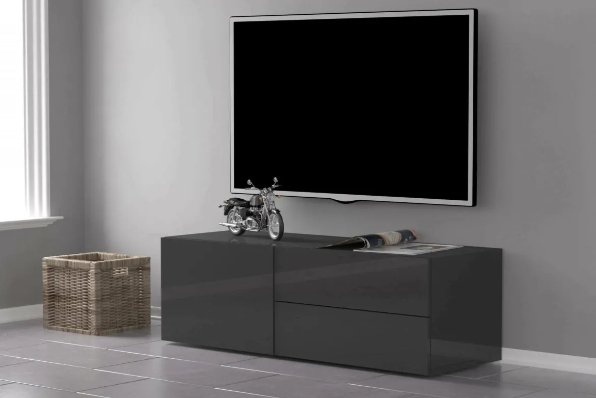 Base TV antracite lucido 110x40x35h cm in legno - Amleto