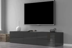 Base TV antracite lucido 200x40x37h cm 3 ante - Amore
