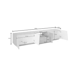 Base TV ardesia 220x43x46h cm 4 ante e 1 cassetto - Azzurras