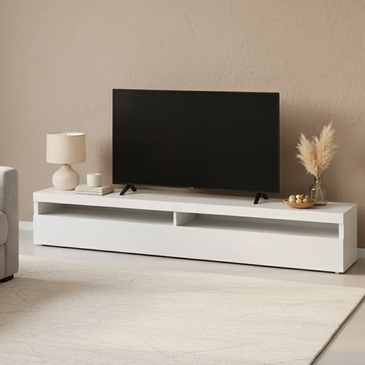 Base TV ardesia 200x45x36h cm 2 ante in legno - Akon