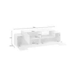 Base TV bianco lucido,cemento 200x45x52h cm 3 ante - Arold