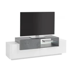 Base TV bianco lucido,cemento 200x45x52h cm 3 ante - Arold